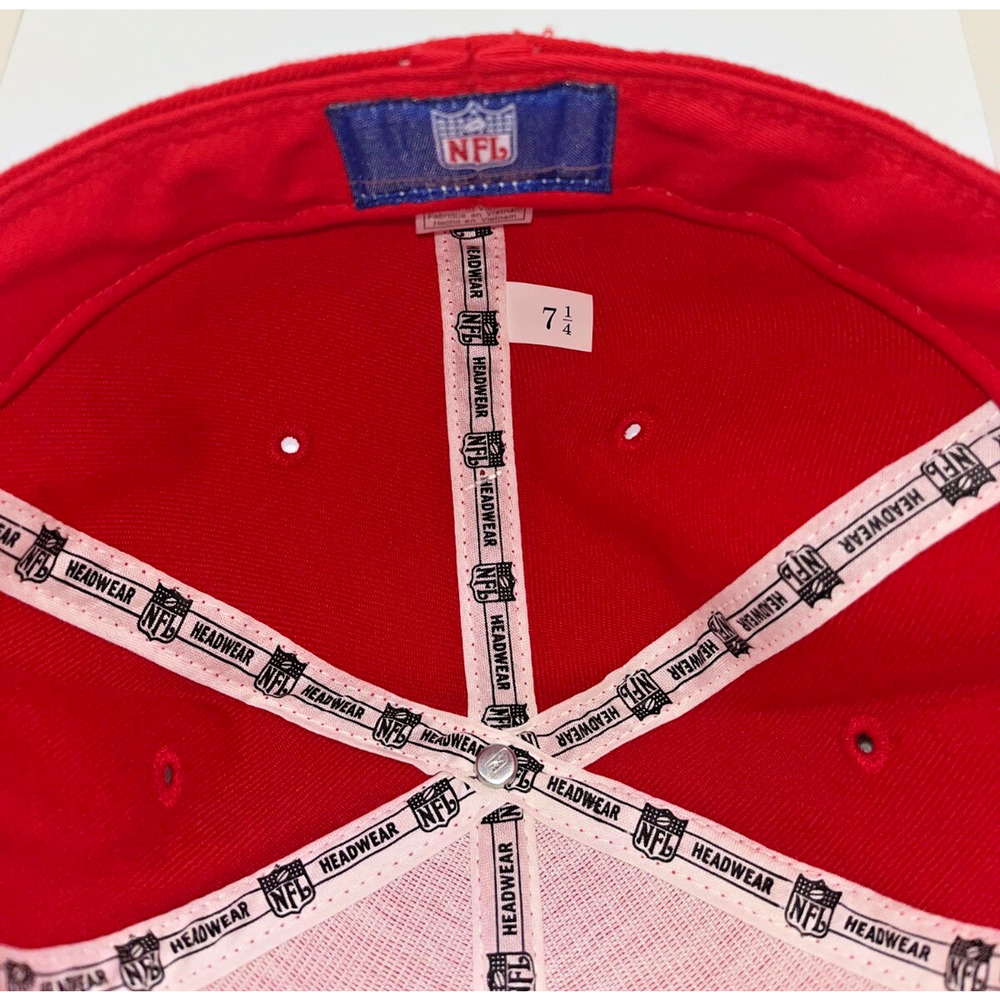 Kansas City Chiefs Reebok Flat Bill Fitted Hat Size 7 1/4 Vintage Deadstock - Picture 6 of 7
